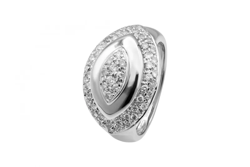 14ct White Gold Diamond Evil Eye Ring 0.28ct 6.8g