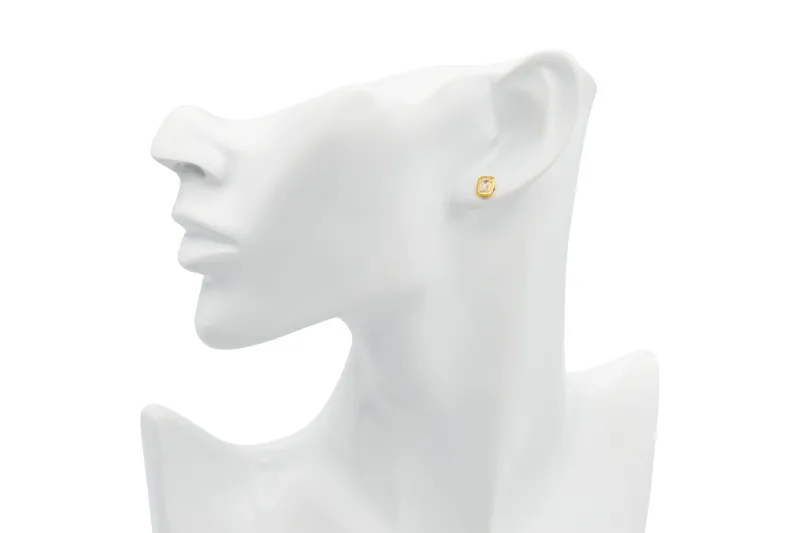Gold Plated Sterling Silver Lab Grown Emerald Cut Diamond Stud Earrings 1.06ct