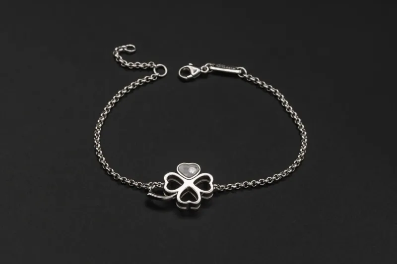 Chopard 18ct White Gold Happy Diamonds Good Luck Charm Bracelet 0.05ct