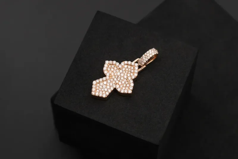 9ct Rose Gold Diamond Cross Pendant 1.22ct