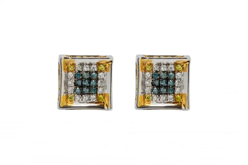 9ct White & Yellow Gold Diamond Stud Earrings  1.5g