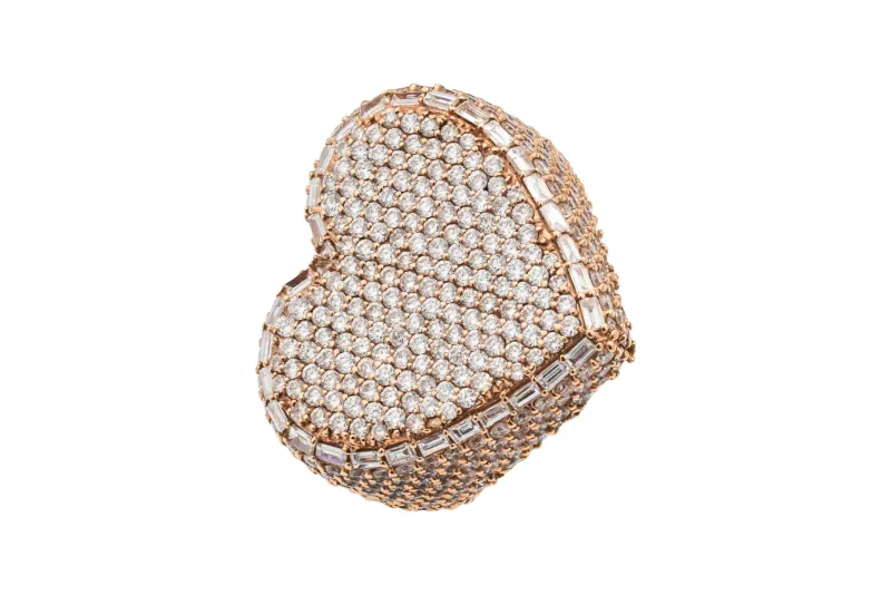18ct Rose Gold Diamond Heart Ring 4.19ct