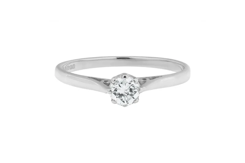 18ct White Gold Round Diamond Solitaire Engagement Ring 0.29ct