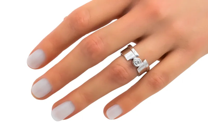 18ct White Gold Bezel Set Diamond Open Band Ring 0.24ct