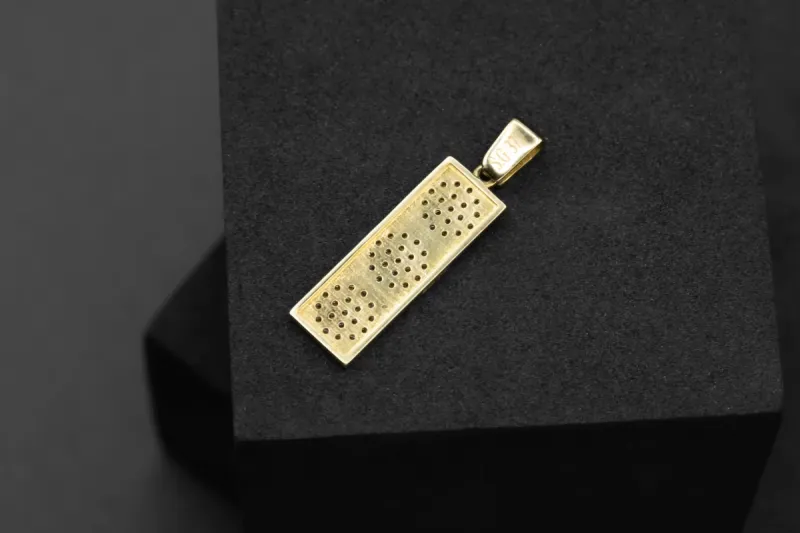 9ct Yellow Gold Cubic Zirconia Dog Tag  Pendant