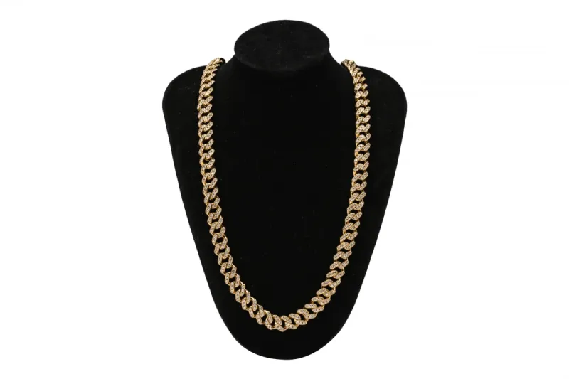 9ct Yellow Gold Diamond Cuban Chain 110.8g