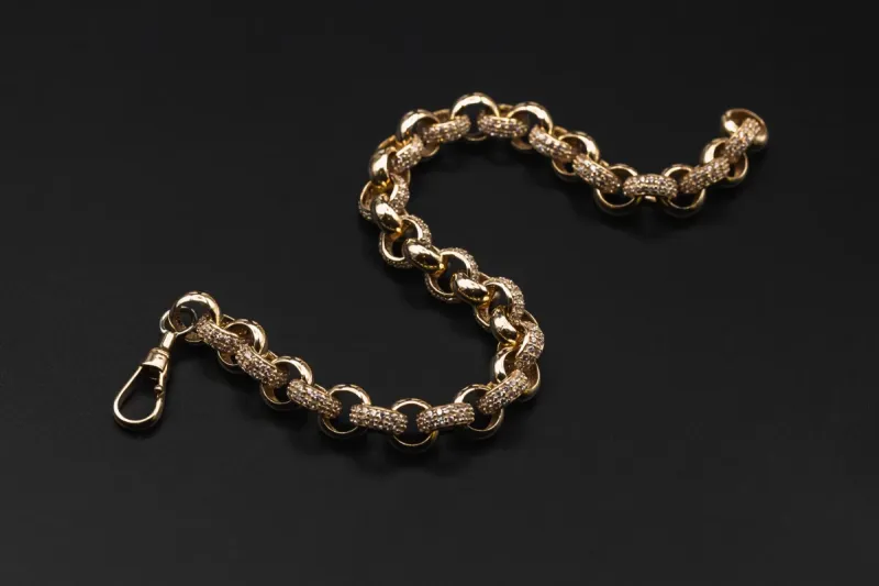 9ct Yellow Gold Belcher Cubic Zirconia Childrens Bracelet 21.4g