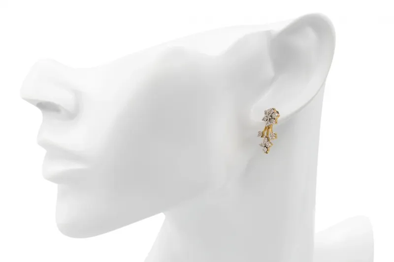 9ct Yellow Gold Diamond Flower Stud Earrings 0.25ct