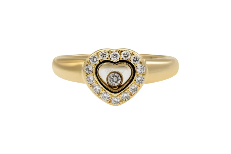 Chopard Happy Diamonds Icon Heart Ring 18ct Yellow Gold 0.29ct