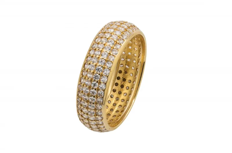 9ct Yellow Gold Cubic Zirconia Eternity Ring 3g