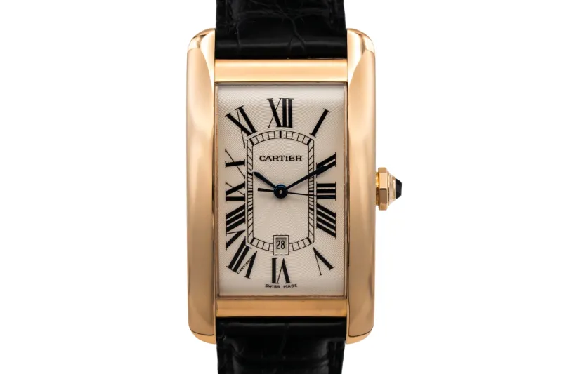 Cartier Tank Americaine 45.1x26.6mm Black Leather W2609156/2505 Circa 2010