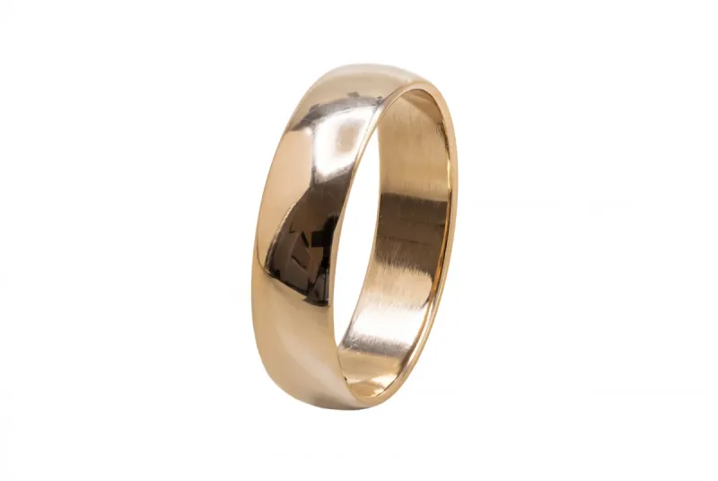9ct Rose Gold D-Shape Wedding Band 6mm