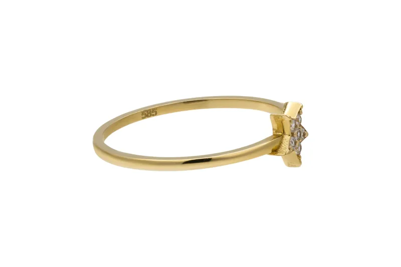 14ct Yellow Gold Star Cubic Zirconia Ring 1g