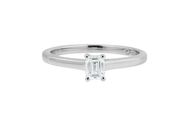 Platinum Emerald Cut Diamond Engagement Ring 0.20ct