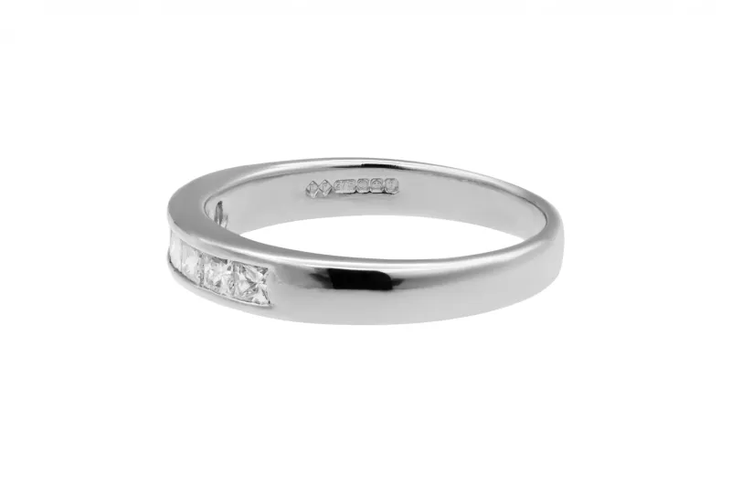 9ct White Gold Channel Set Princess Cut Eternity Wedding Band 0.50ct 2.9g