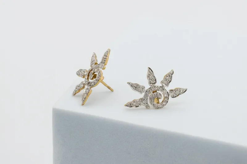 9ct Yellow Gold Diamond Sunshine Stud Earrings  2.3g