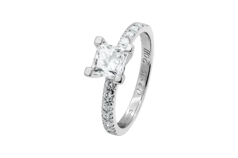 Platinum Princess Cut Diamond Solitaire Engagement Ring 1.03ct GIA CERTIFIED