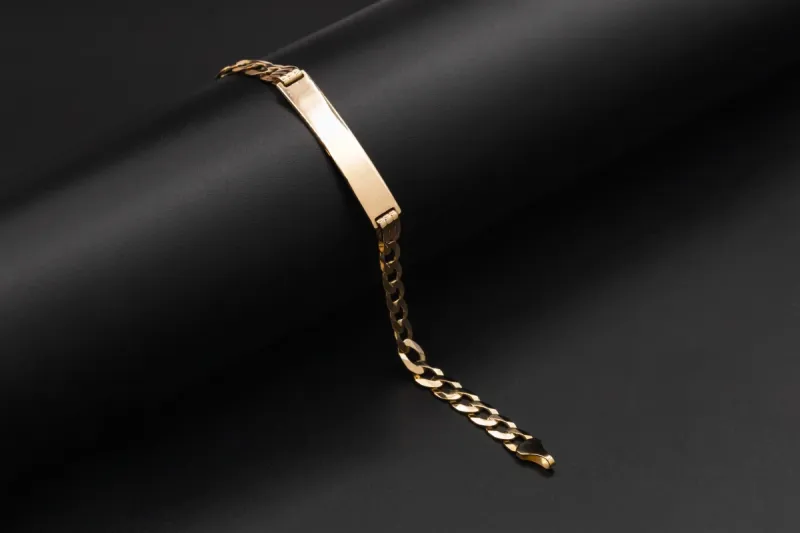 9ct Yellow Gold ID Curb  Bracelet 6.8g