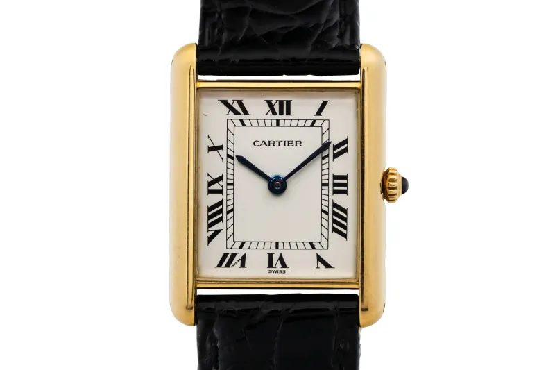 Cartier Tank Francaise Quartz 25mm Black Leather 83717702 Circa 1990s