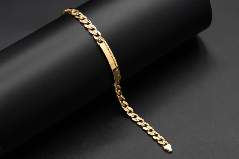 9ct Yellow Gold ID Cubic Zirconia Children's Bracelet 8.8g