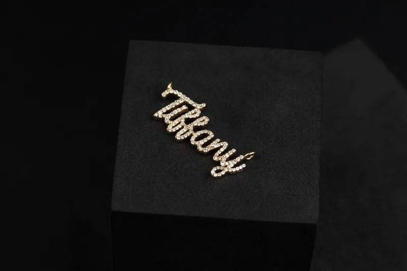 9ct Yellow Gold Diamond Name Pendant 'Tiffany' 0.30ct 2.2g