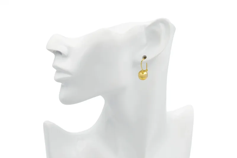 9ct Yellow Gold Euroball Drop Down Earrings 5g