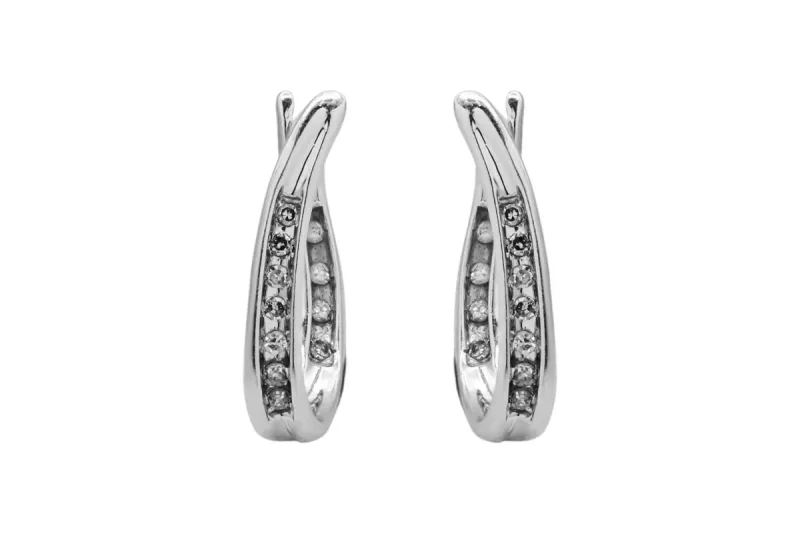 9ct White Gold Diamond Huggie Earrings 2.5g