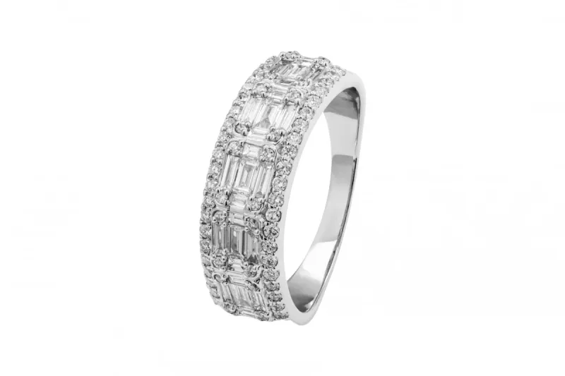 9ct White Gold Diamond Mens Ring 1.30ct