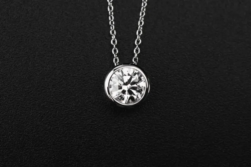 Sterling Silver Lab Grown Brilliant Cut Diamond Necklace 1.03ct