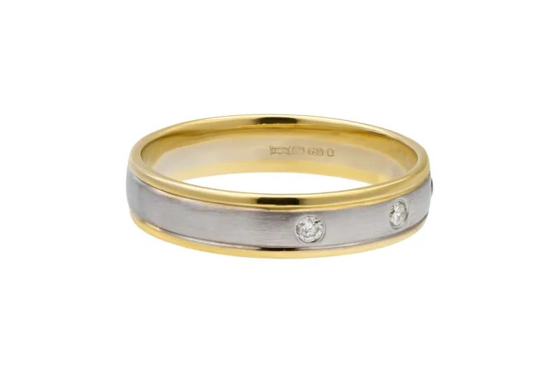 18ct White & Yellow Gold Diamond Wedding Band 0.09ct