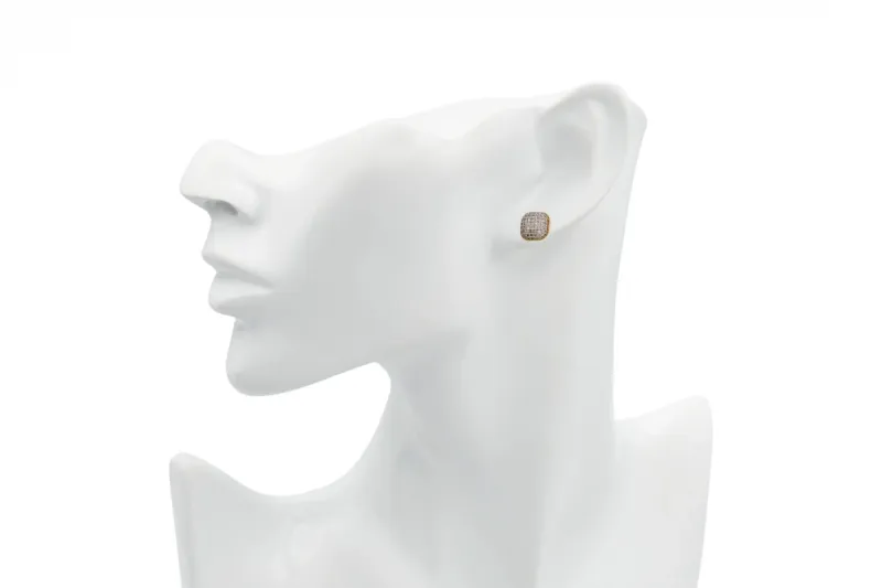 9ct Yellow Gold CZ Micro Pavé Cushion Stud Earrings