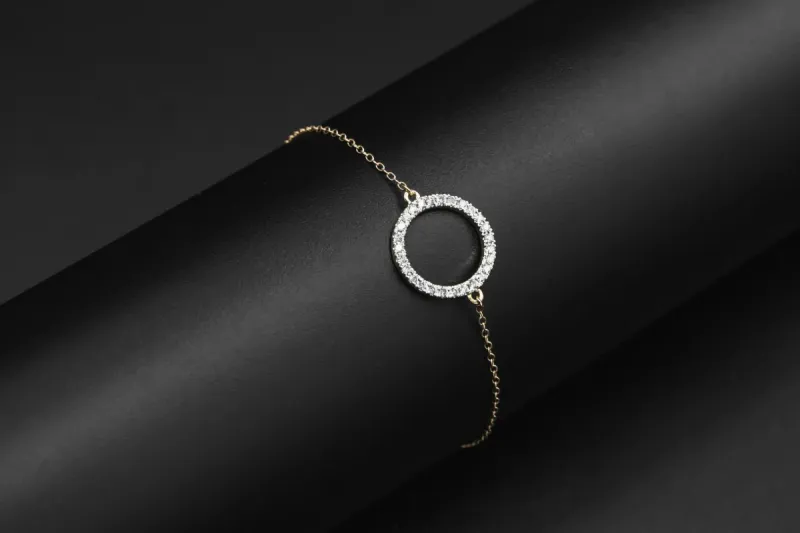 9ct Yellow Gold Diamond Anklet 0.15ct