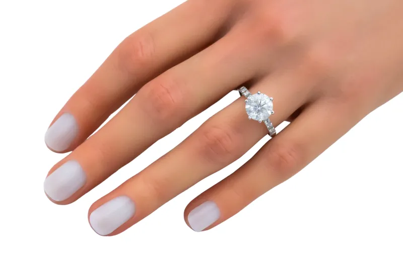 18ct White Gold Round Brilliant Diamond Shoulder Set Engagement Ring 2.65ct