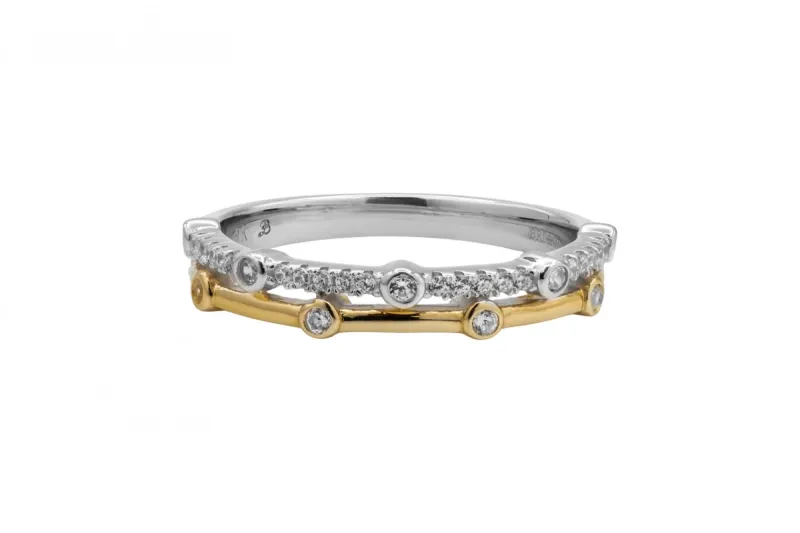 9ct Yellow & White Gold Cubic Zirconia Ring 2.5g