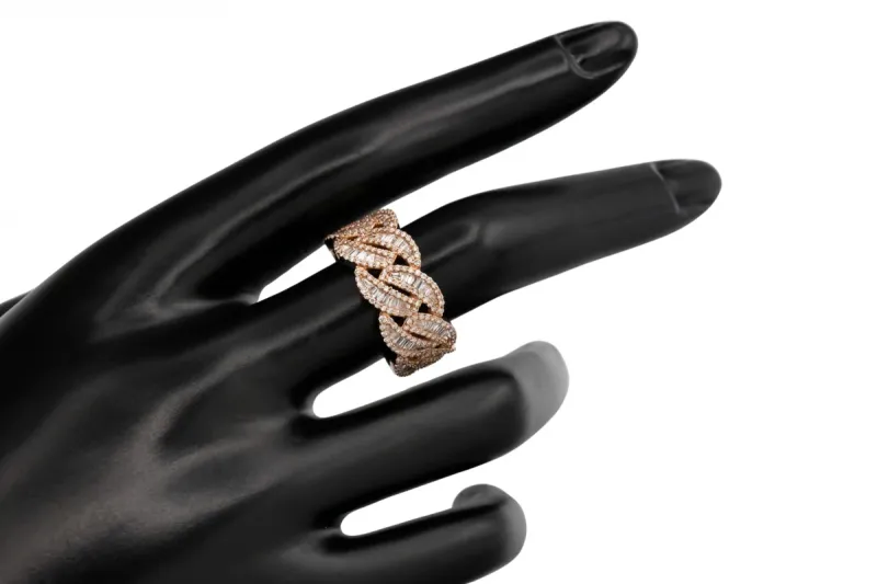 9ct Rose Gold Diamond Cuban Mens Ring 1.07ct