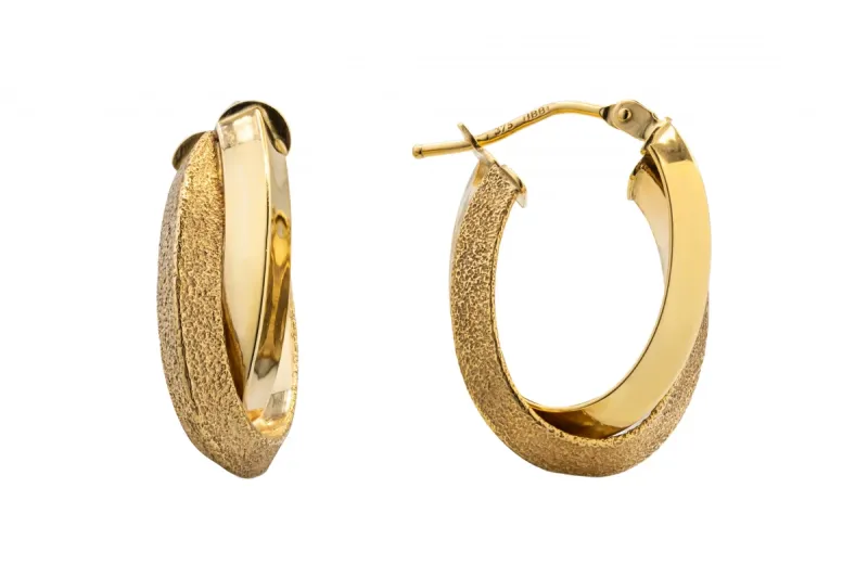9ct Yellow Gold Cross Over Hoop Earrings 1.9g