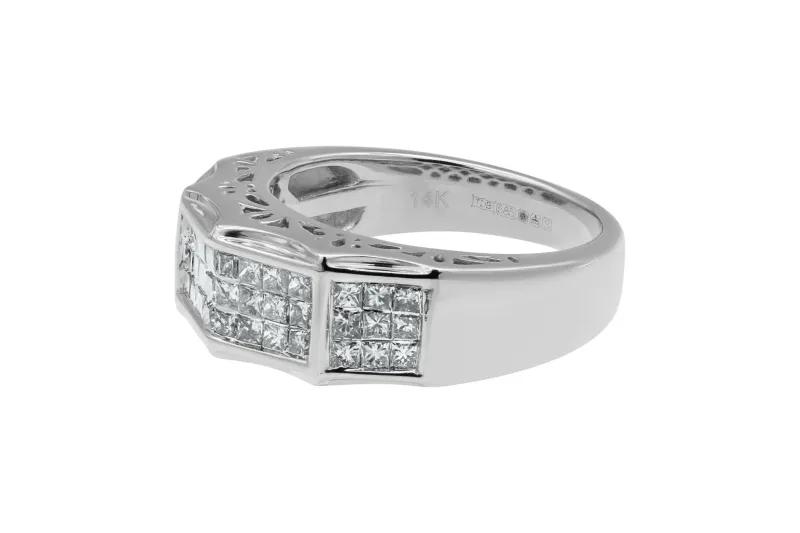14ct White Gold Invisible Set Princess Cut Diamond Ring 0.98ct