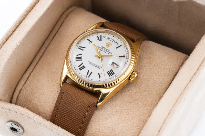 Rolex Day-Date 36mm 18ct Yellow Gold Brown Leather 1803 1974