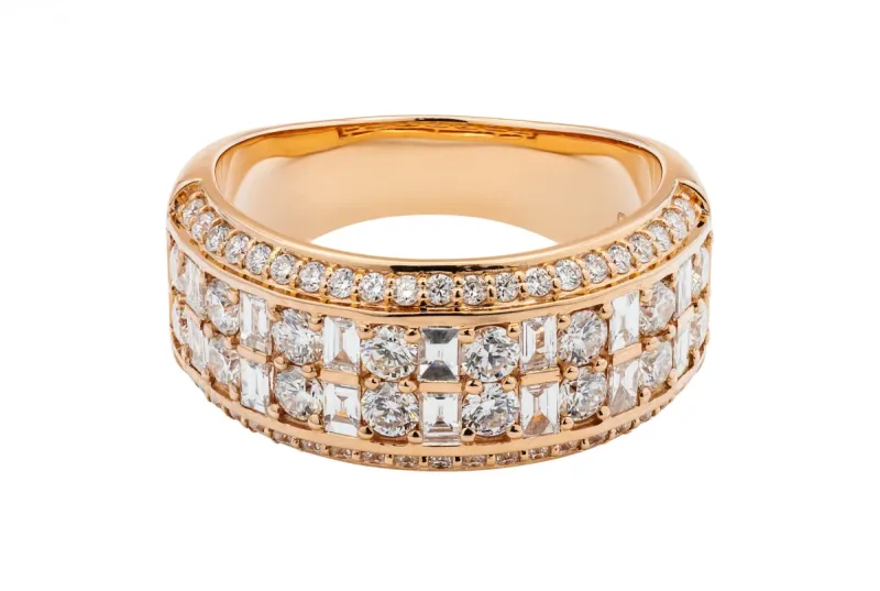 18ct Rose Gold Round Brilliant Diamond Statement Ring 1.98ct