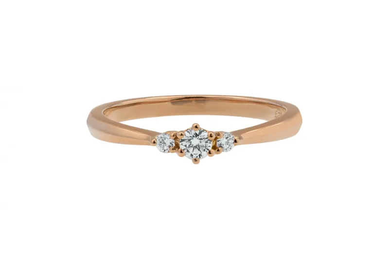 14ct Rose Gold Three Stone Diamond Ring 0.14ct