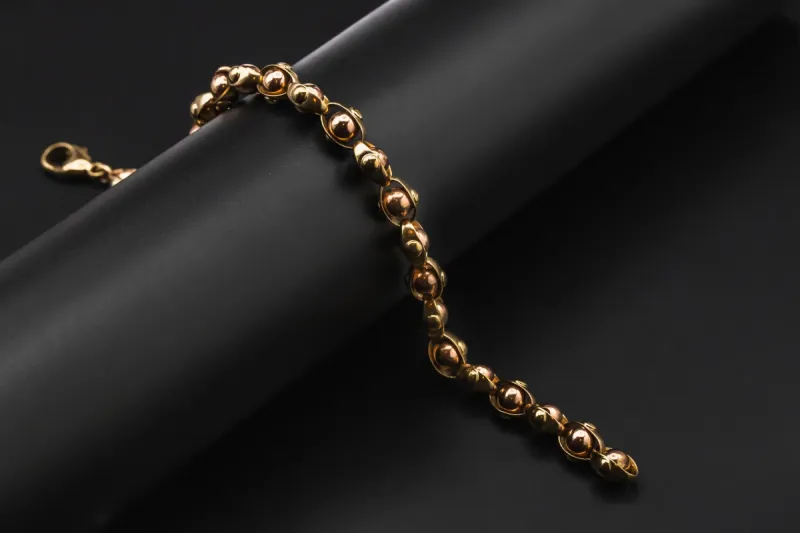 9ct Rose & Yellow Gold Ball Cage Bracelet 21.4g