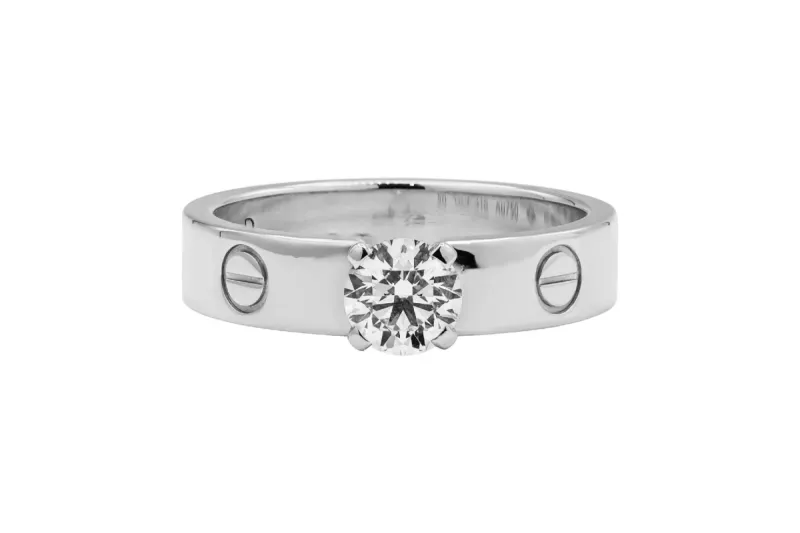 Cartier LOVE 18ct White Gold Solitaire Diamond Ring 0.43ct