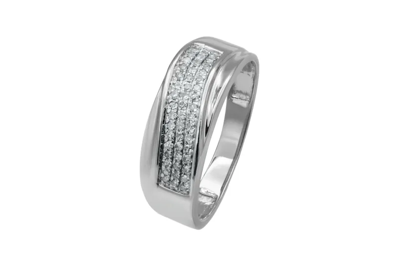9ct White Gold 3 Row Diamond Ring 0.20ct 2g