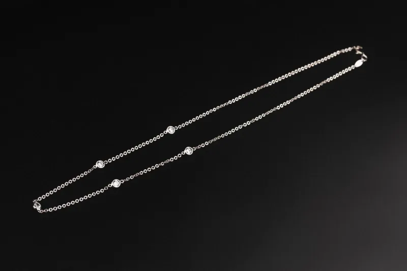 9ct White Gold Cubic Zirconia Necklace 17" 4.1g