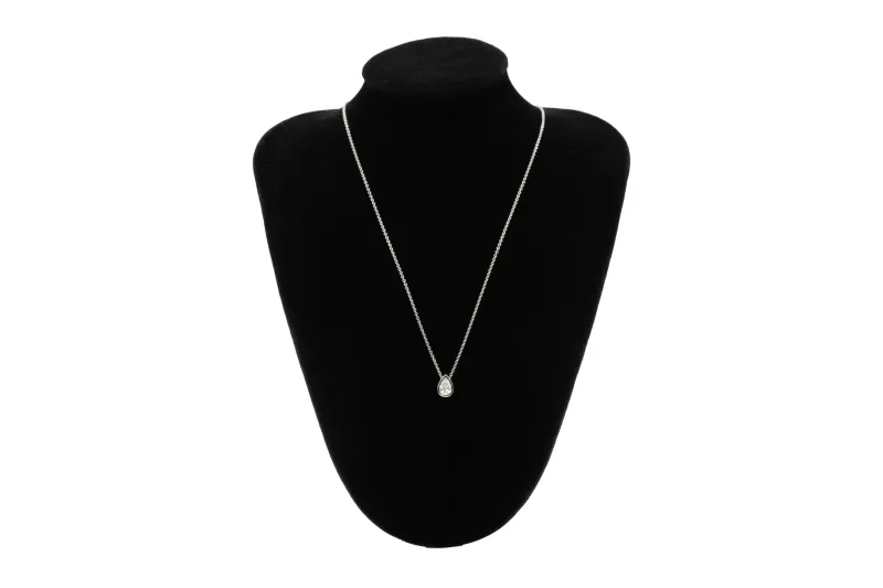 Gold Sterling Silver Lab Grown Pear Cut Diamond Necklace 0.50ct
