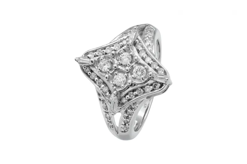 14ct White Gold Diamond Split Shank Ring 0.75ct