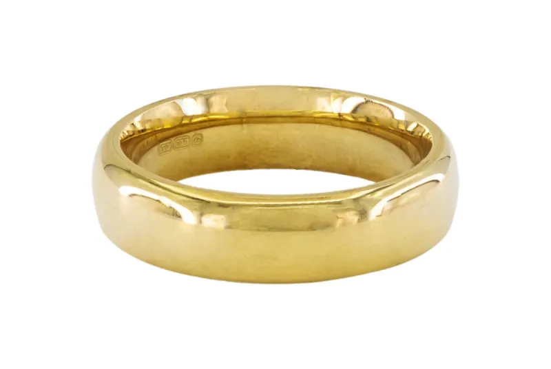 9ct Yellow Gold D-Shape Wedding Band Ring 5mm