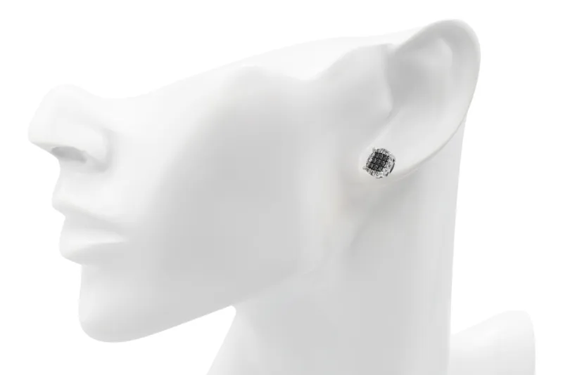 9ct White Gold White & Cognac Diamond Stud Earrings 1ct 3.2g