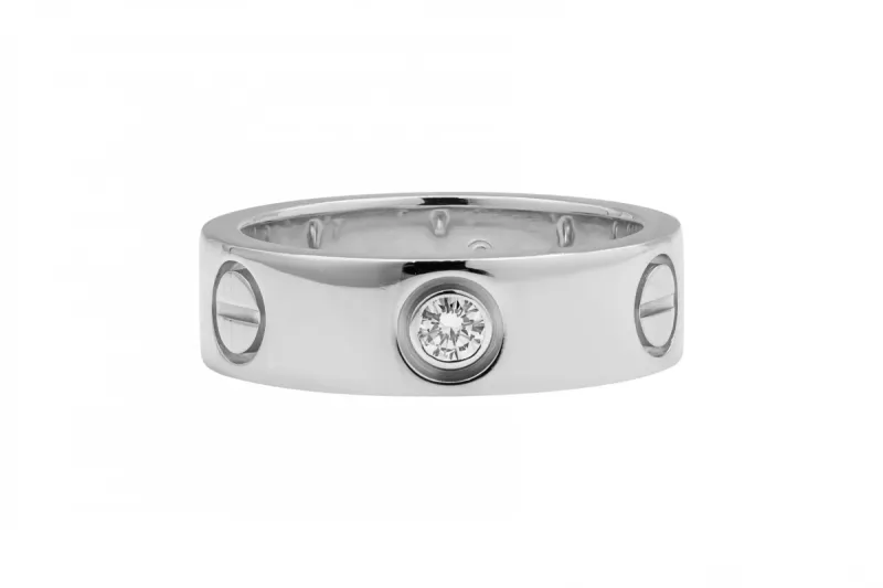 Cartier LOVE Ring  3 Diamonds 18ct White Gold Size 50