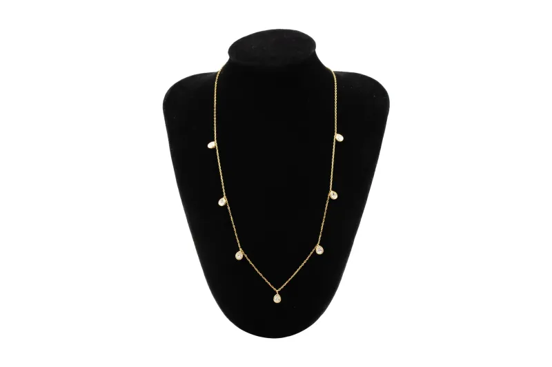 Gold Sterling Silver Lab Grown Pear Cut Diamond Necklace 0.70ct